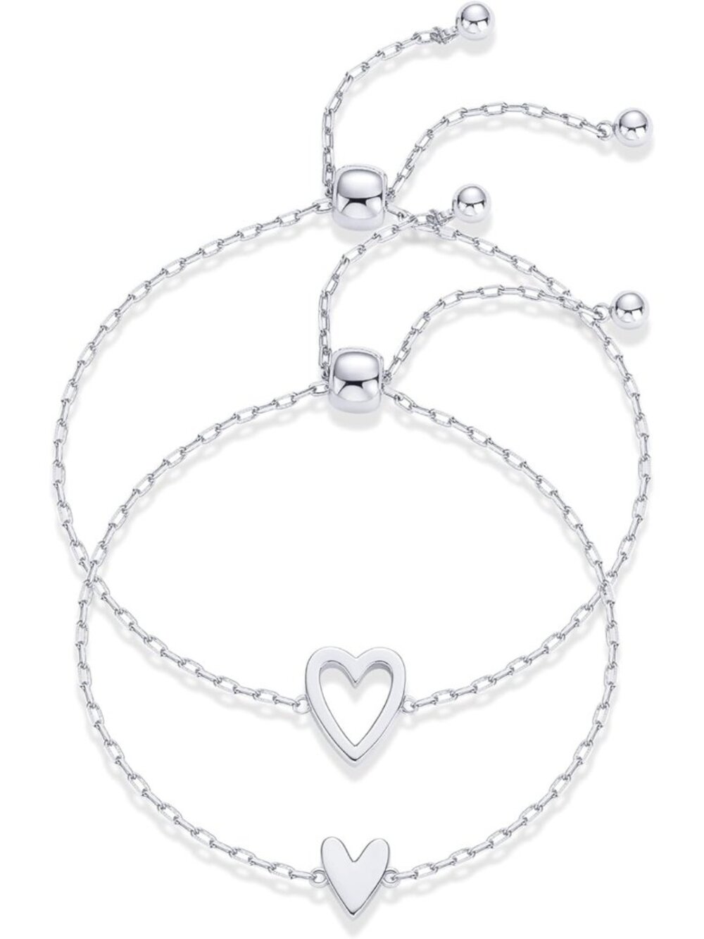 14K Gold Plated Heart Charm Friendship Bracelets for Women - Cute Gift Set